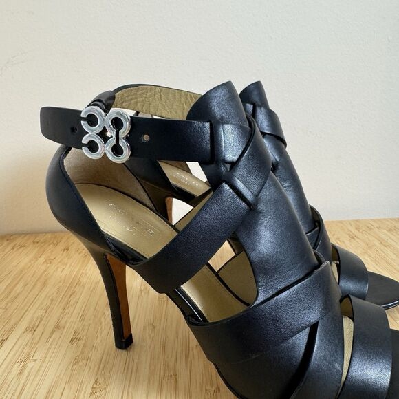 Coach "MILA" Black Leather Dressy 3" Heels Size 8 B - Picture 2 of 8
